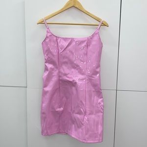 Baby Pink PU Bodycon Dress